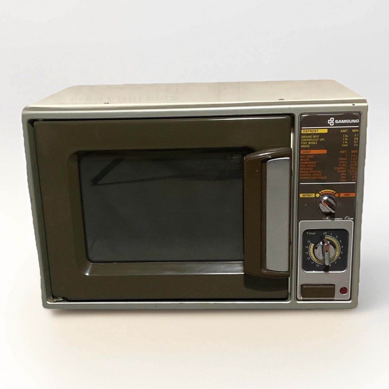 Vintage 80’s Samsung Microwave Oven Model RE-525D Faux Wood Grain Cooking Oven
