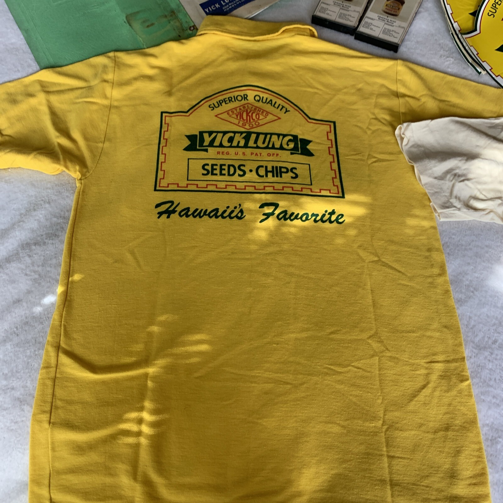 Rare Vintage Hawaii Yick Lung Lot Labels, Shirts, POGS, Decals Etc.