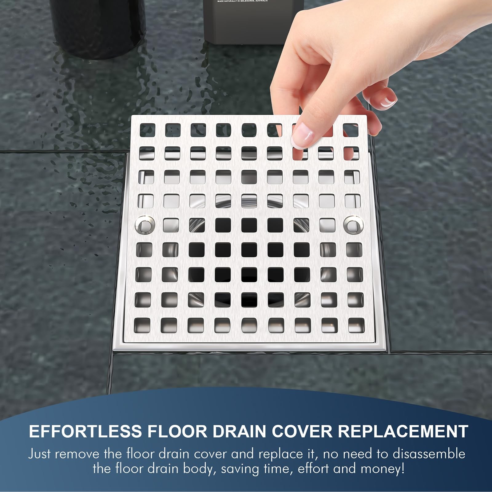 4 Inch Brushed Nickel Square Shower Drain Cover SUS304 Stainless Steel