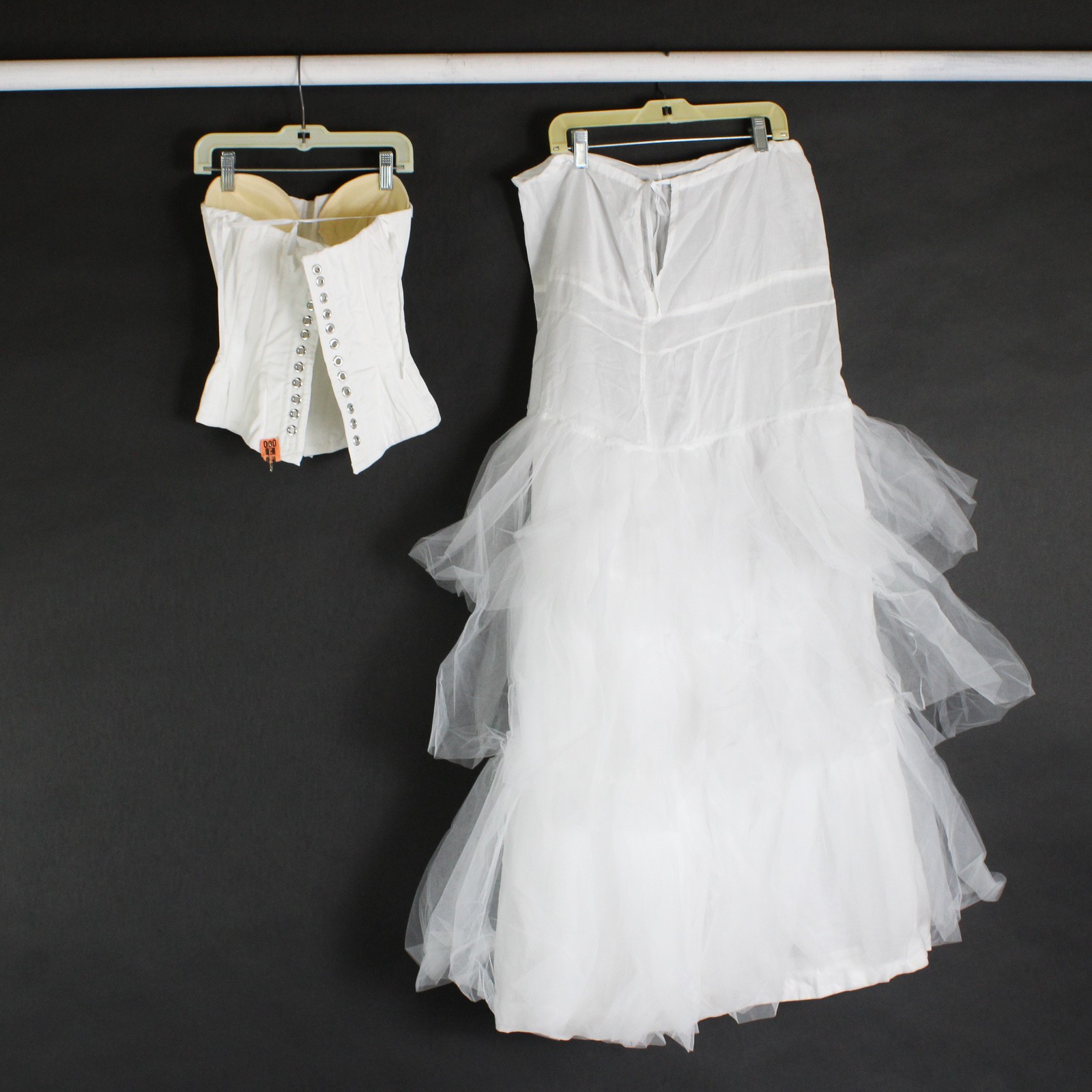 2 Piece White Girdle Crop Top Sleeveless With Long Skirt Outfit Women's Size XS