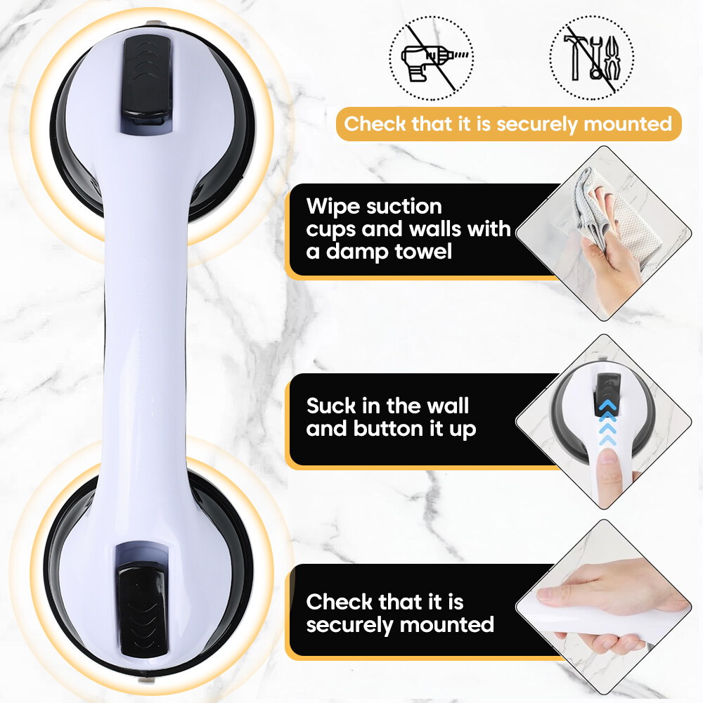 2Pack Shower Grab Bar 12" Showers Suction Bar Handle Bathroom Safety Grip Handle