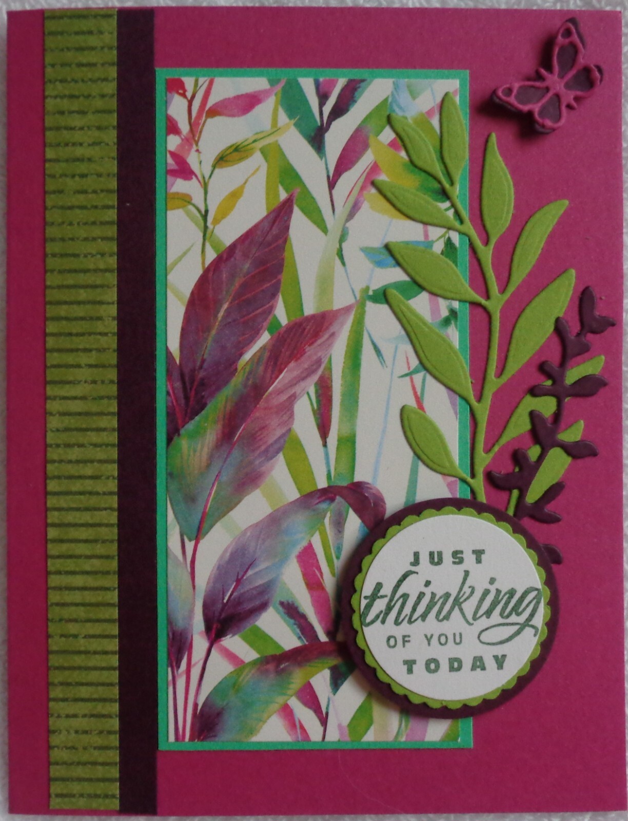 Stampin Up! Card Kit THINKING OF YOU Wonderful Green Butterfly PURPLE Birthday