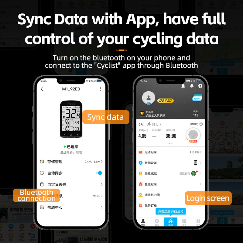 ROCKBROS Bike Wireless Computer GPS Heart Rate Monitor ANT+ Smart Speedometer