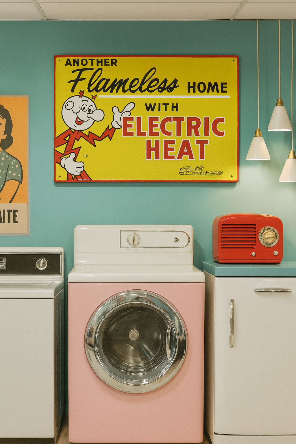 REDDY KILOWATT ELECTRIC HEAT METAL ADVERTISING SIGN INDIANA MICHIGAN ELECTRIC