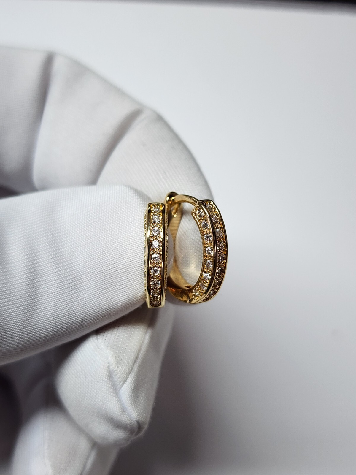 Gold, Silver Plated Hoop Earrings With Cubic Zirconia Unisex Hip Hop Jewelry