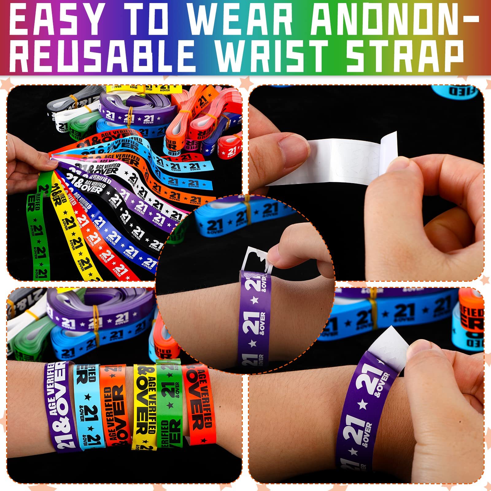 Teling 1200 Pcs over 21 Paper Wristbands Events Wristbands Colored Waterproof...