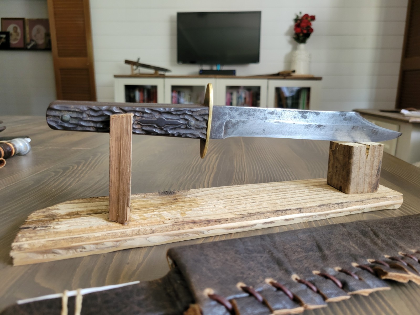 Bridgeport Gun Company Buffalo Handle Bowie Knife, Antique