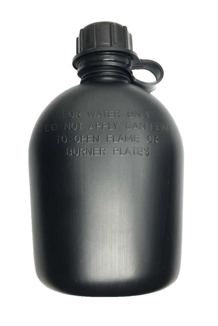 NEW US Military Style Tactical Survival BLACK 1 QT HARD PLASTIC Water Canteen
