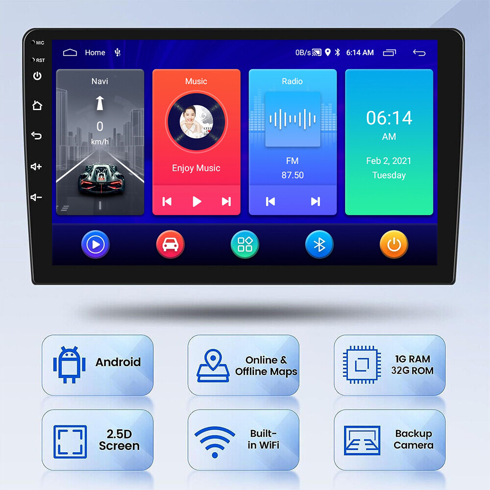 9inch Double 2Din Android 13 Car Stereo Radio GPS Navi WiFi Head unit BT FM +Cam