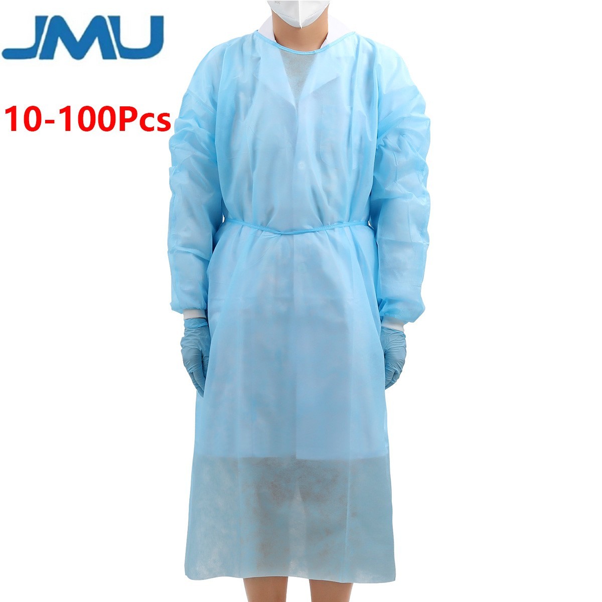 Dental Lab Disposable Isolation Gown  Gowns Knit Cuff Long Sleeve Soft Blue