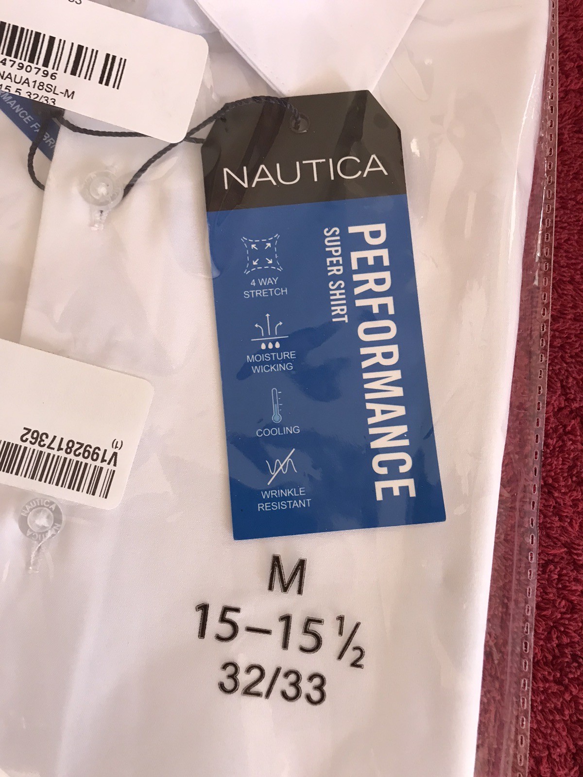 Nautica Performance Super Shirt Men's Sz M Slim Fit White Button Up Dress Shirt