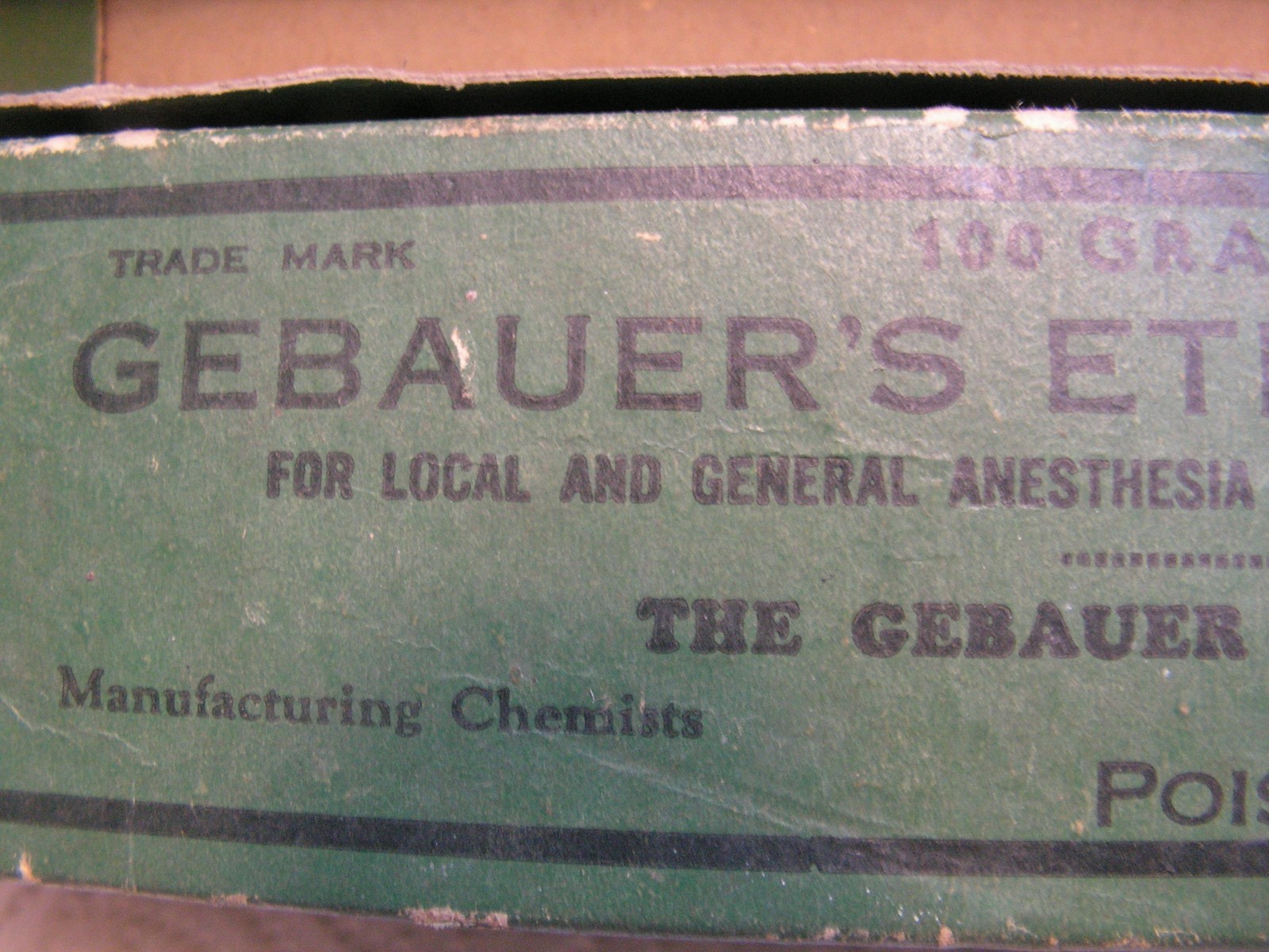 Vintage Gebauer's Ethyl Chloride 100g Tube In Box. TUBE VERY GOOD BOX WORN!