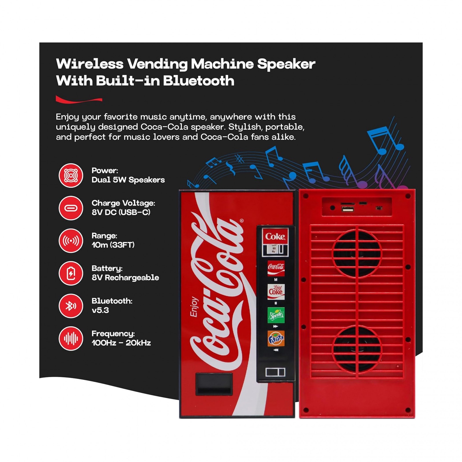 Coca-Cola Vending Machine Bluetooth Speaker Red