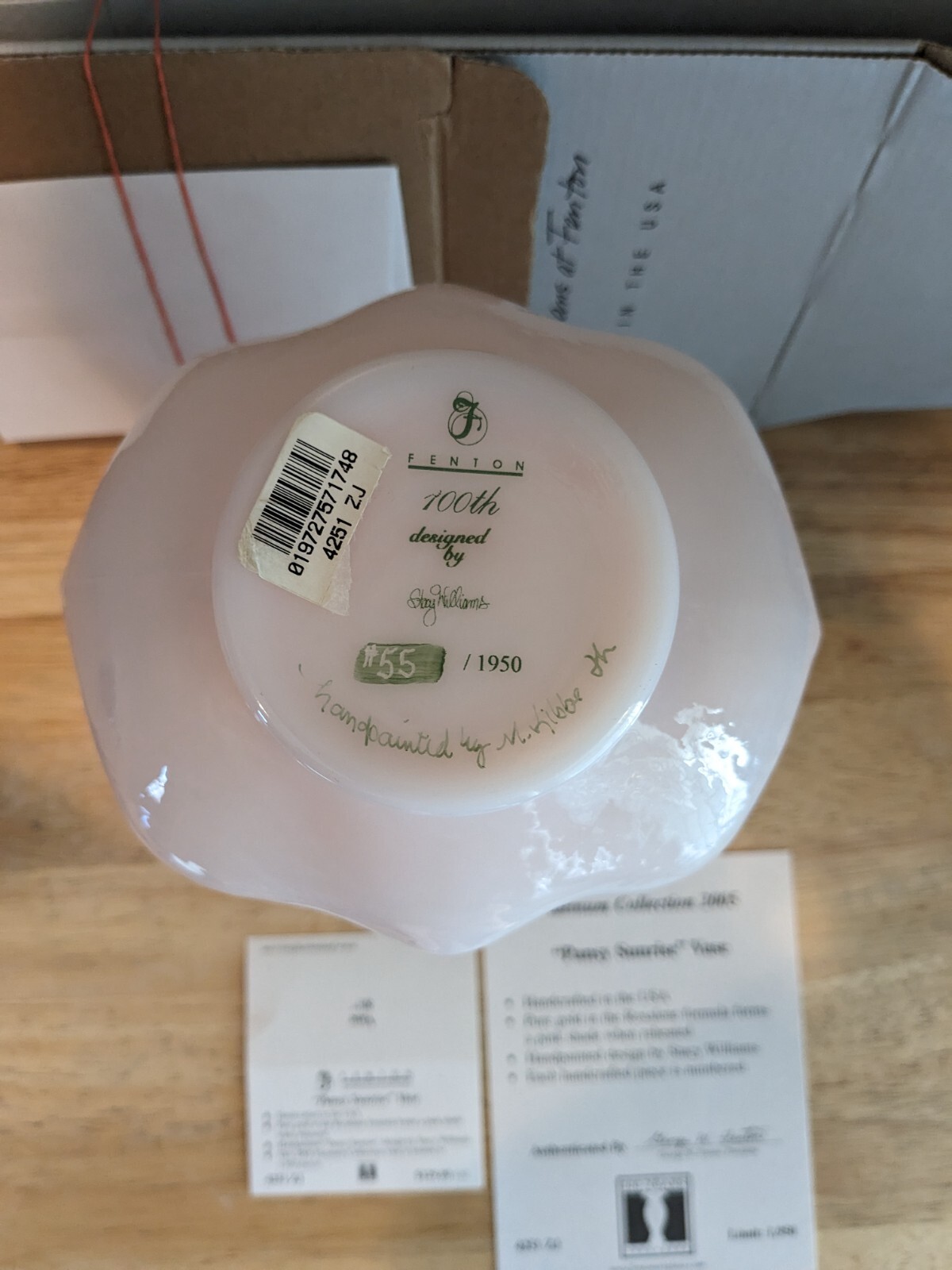 Fenton 2005 rosalene Pansy Sunrise vase LE Special Order