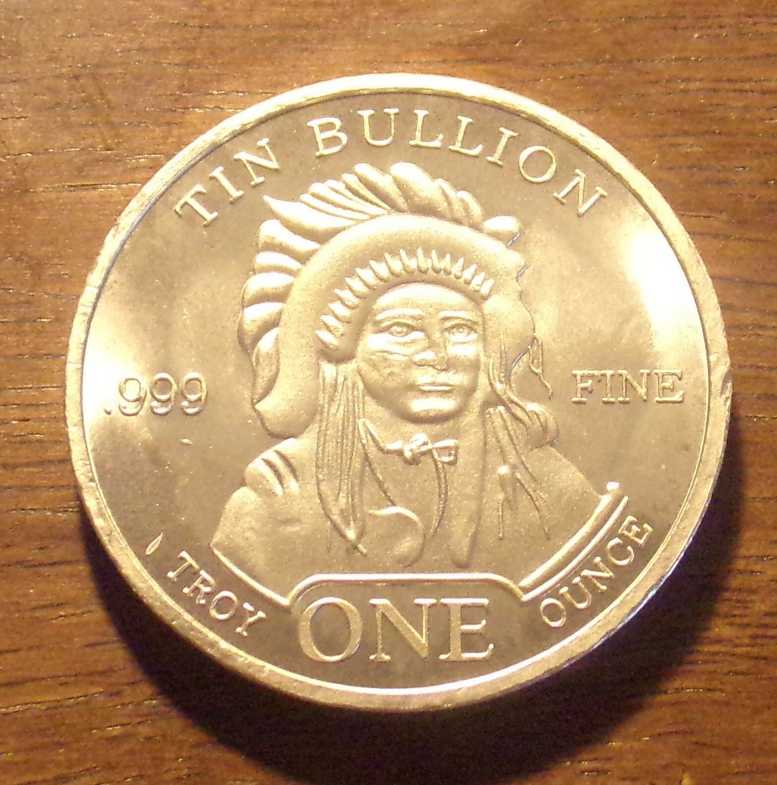 1 Troy Ounce Oz .999 Tin Sn Element Bullion Round..... Free Shipping From Ohio