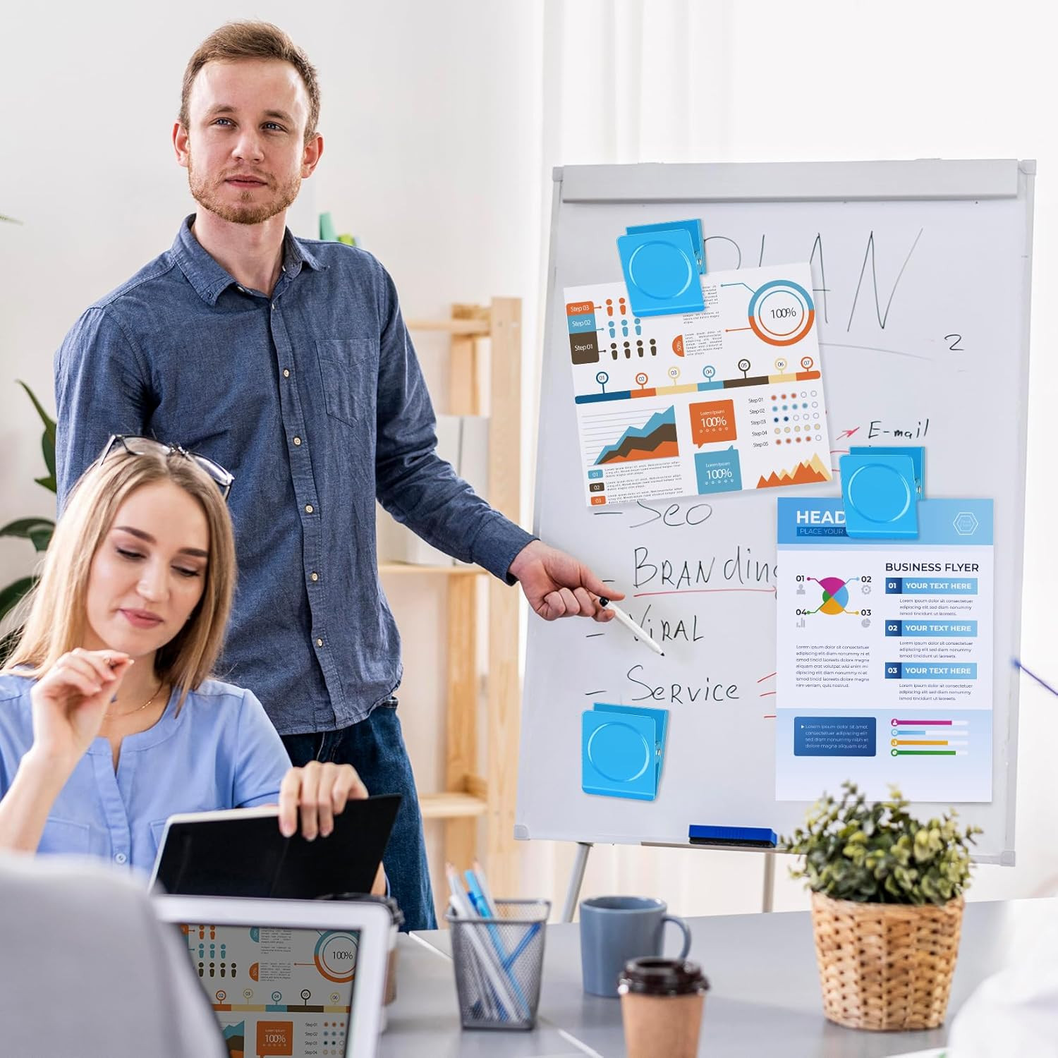 Extra Large Clip Magnets, 4 Pack Coloful Magnetic Clips Heavy Duty, Magnet with