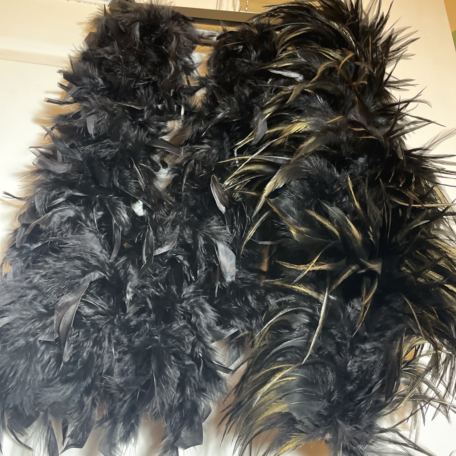 Lot of 2 Authentic Genuine Real Feather Boas Costume Accessory Runway Boa VTG