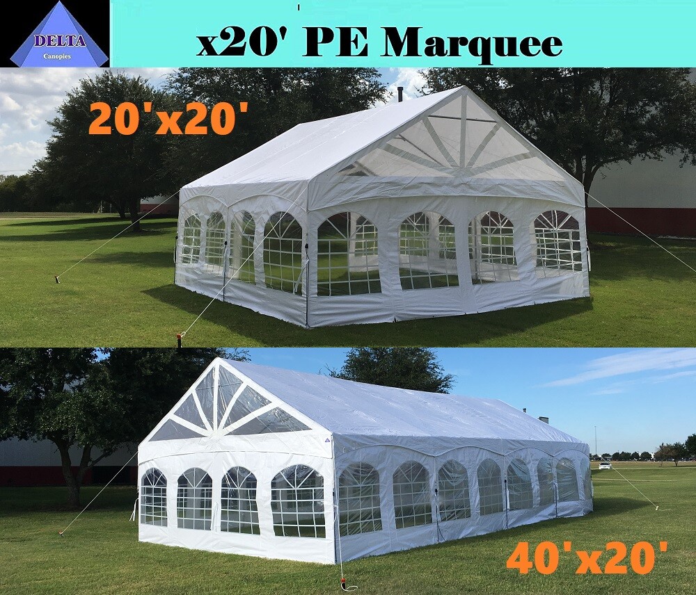 20'x20', 40'x20' - PE Marquee Party Wedding Canopy Tent Shelter w Storage Bags