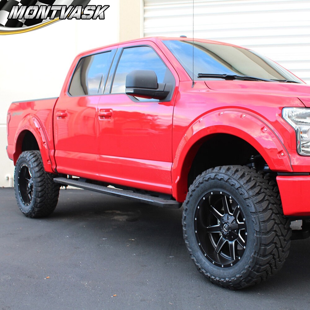 6pcs Pocket Rivet Style Fender Flares Black Fit For 2009-2014 F150 Offroad