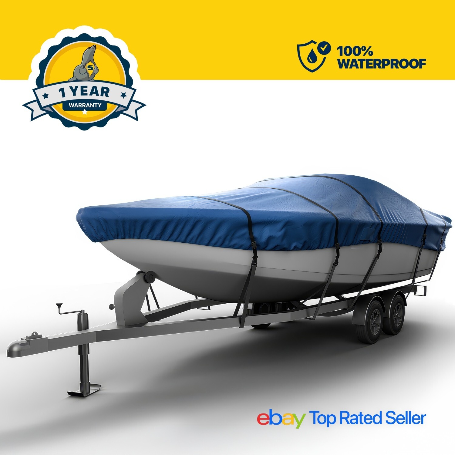 Seal Skin Heavy Duty Universal Boat Cover, Waterproof & UV Resistant, Snug Fit