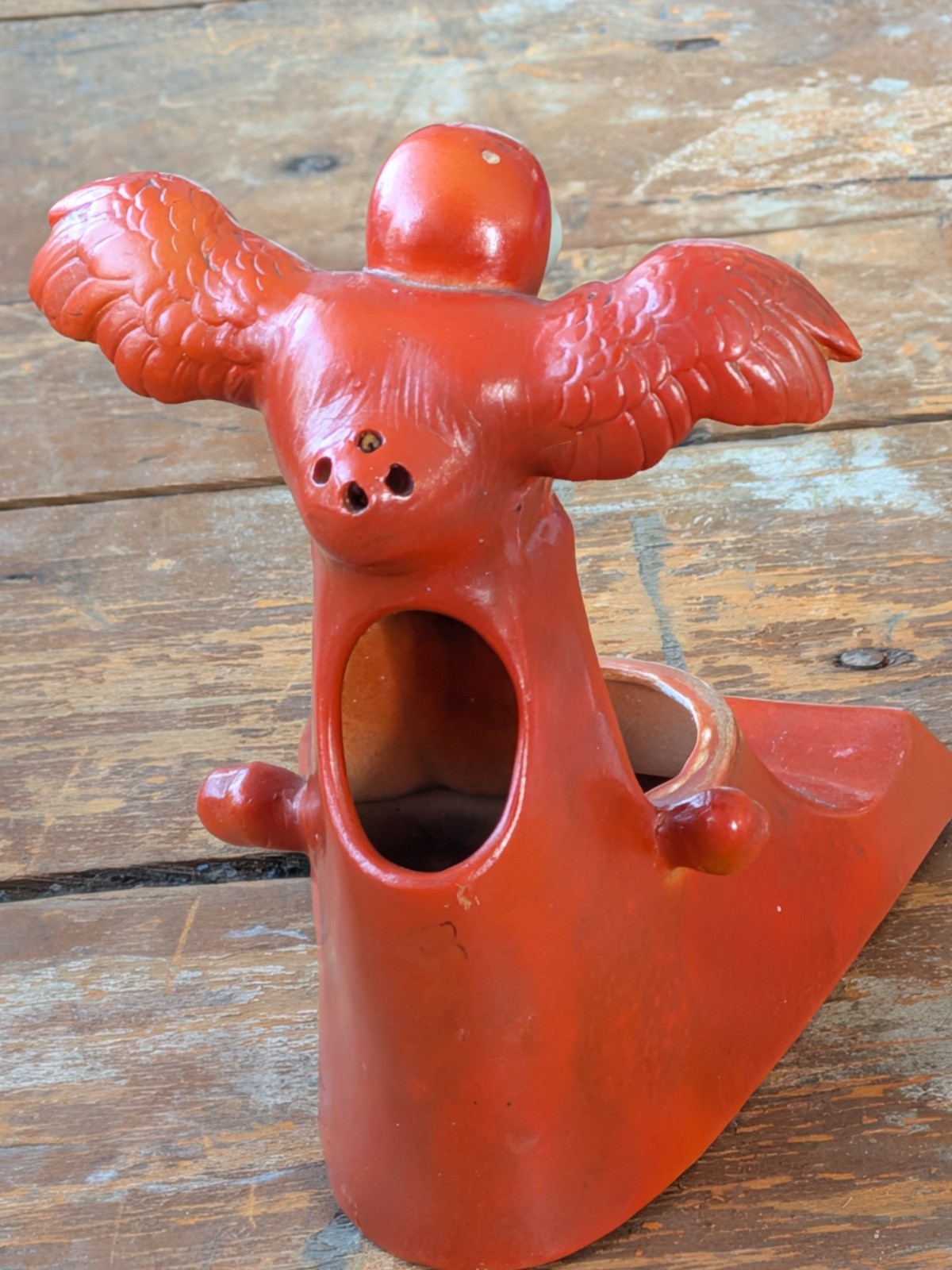 ***RARE*** Schafer Vater Vintage Halloween Red Crow w/Large Bone Ink Well Stand