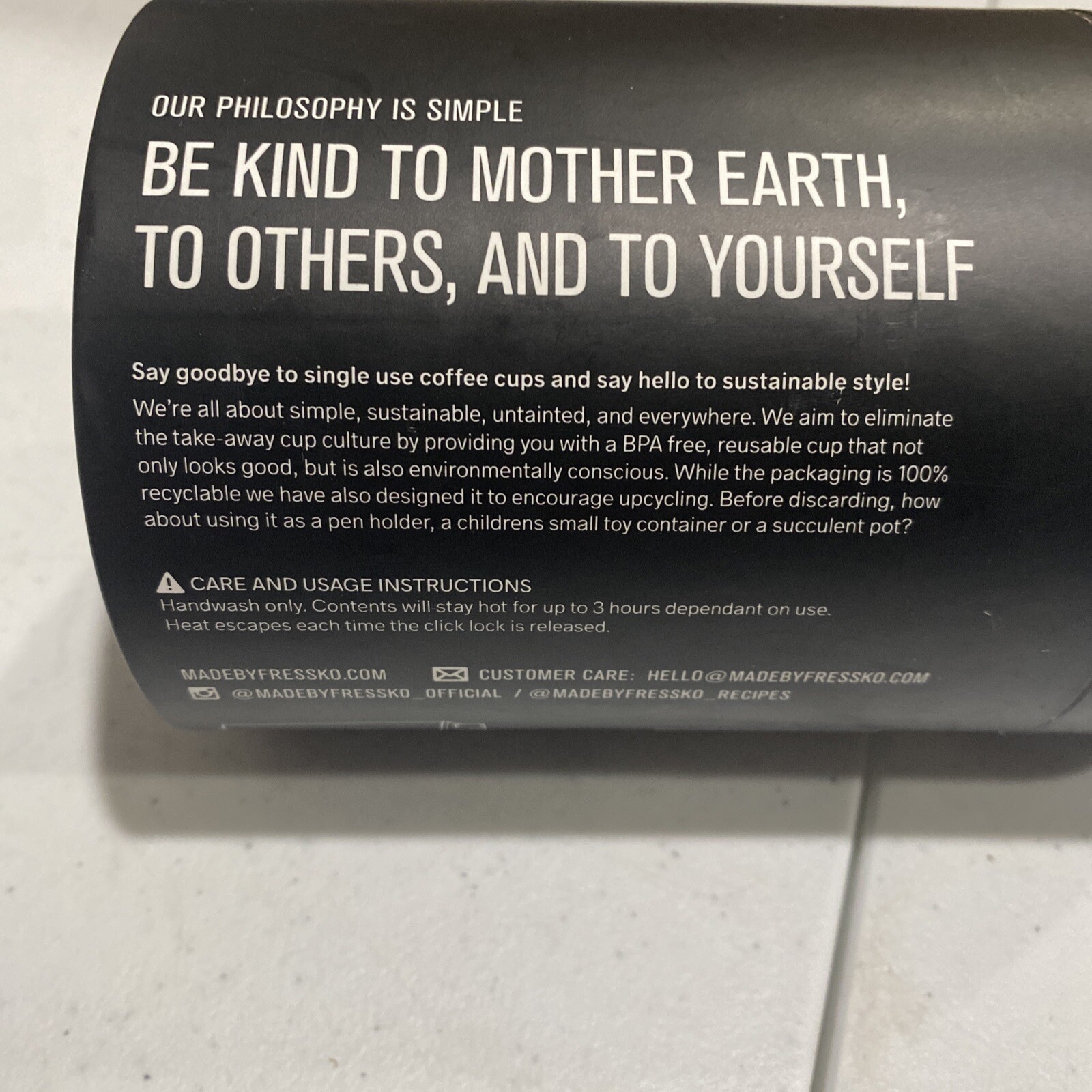 Fressko Reusable Cup Camino (340ml) 12oz- Coal