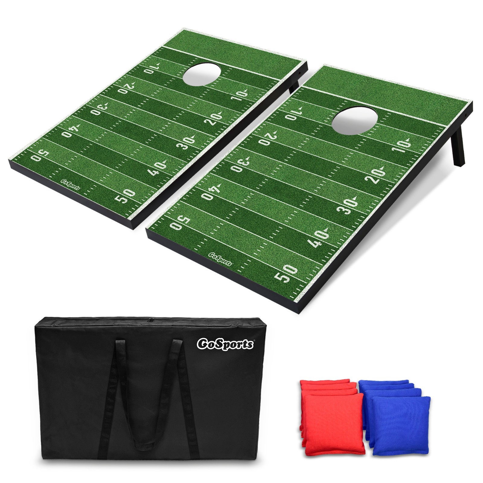 GoSports Portable Tailgate Cornhole Boards Game Set Football Edition 3'x2'