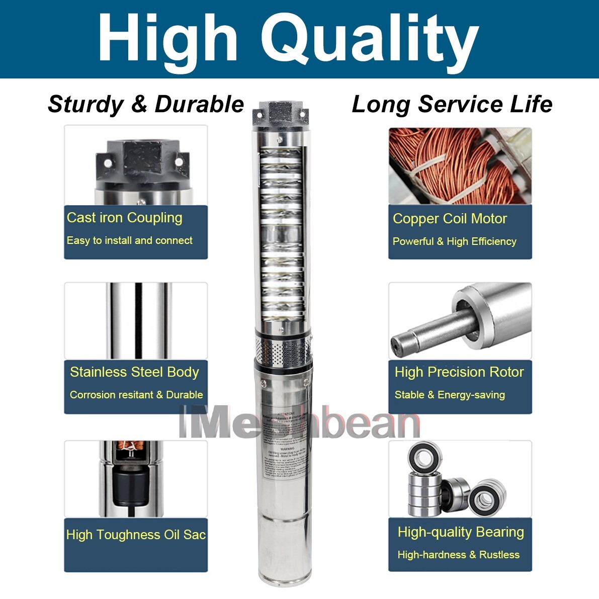 4''Deep Well Submersible Pump 1HP 207' 33GPM 110V Stainless Steel w/ Control Box