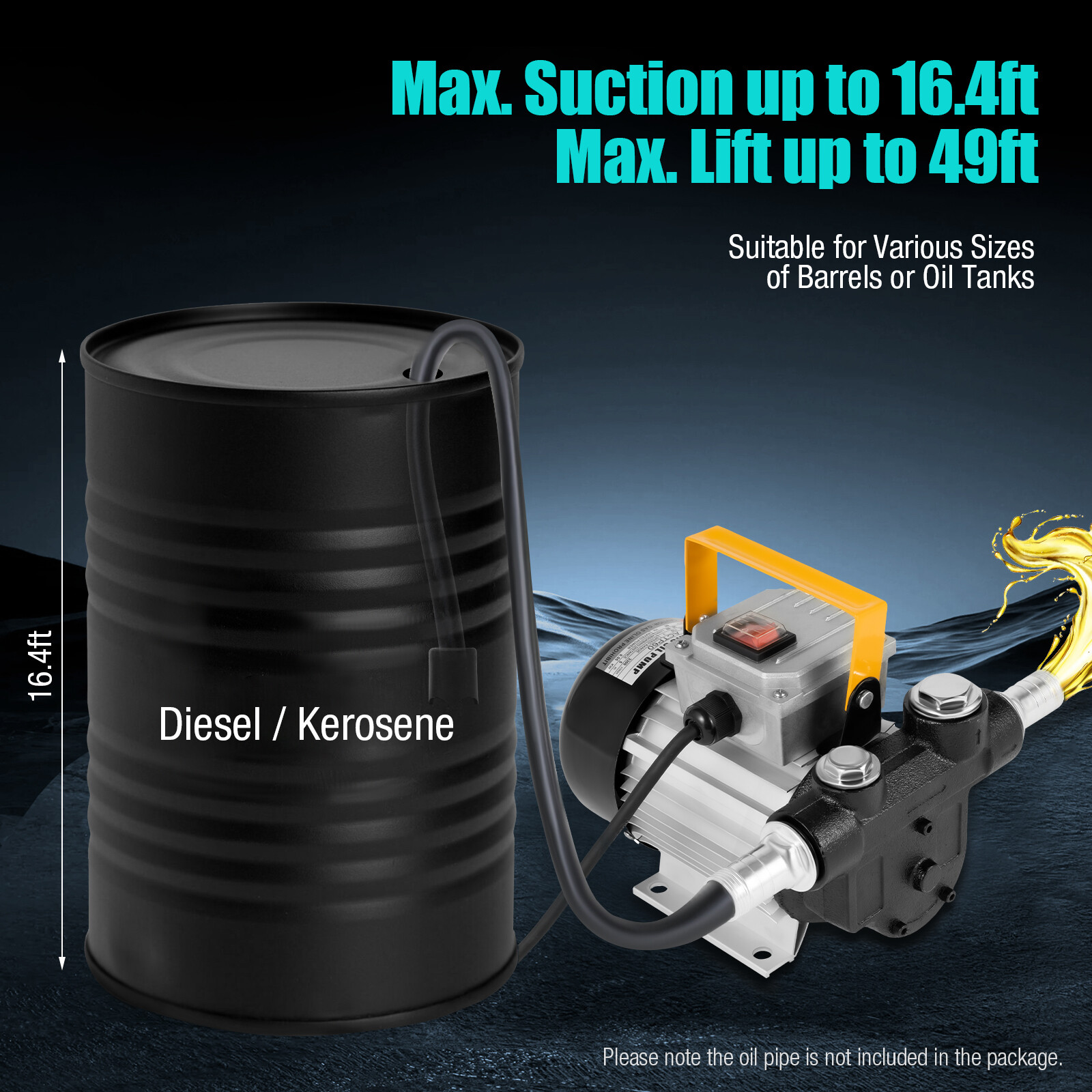 Self-priming Gear Electric Oil Transfer Pump For Fuel 16GPM AC 110V USA