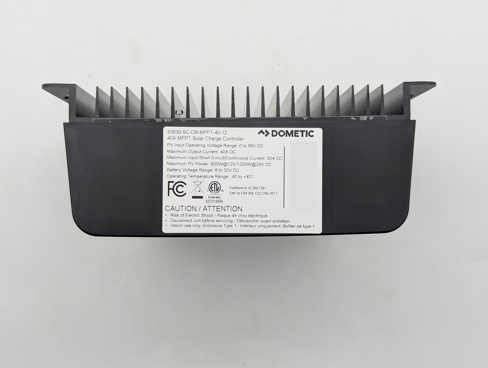 Dometic 40A MPPT Solar Controller RV Compatible (SC-DB-MPPT-40-12) - Black