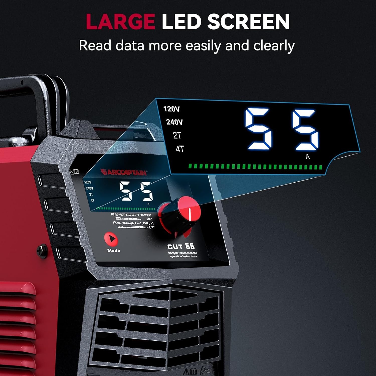 ARCCAPTAIN 55A Plasma Cutter Non-Touch Pilot ARC HF Air Plasma Cutting Machine