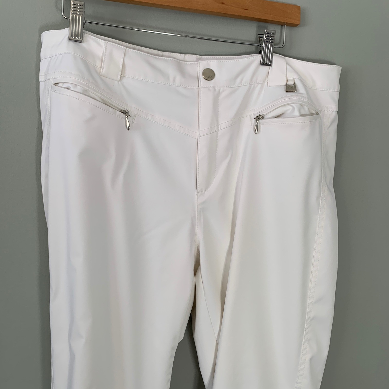 Nils Womens White Ski Pants Straight Leg Zippered Pockets Snow Trousers Size 14