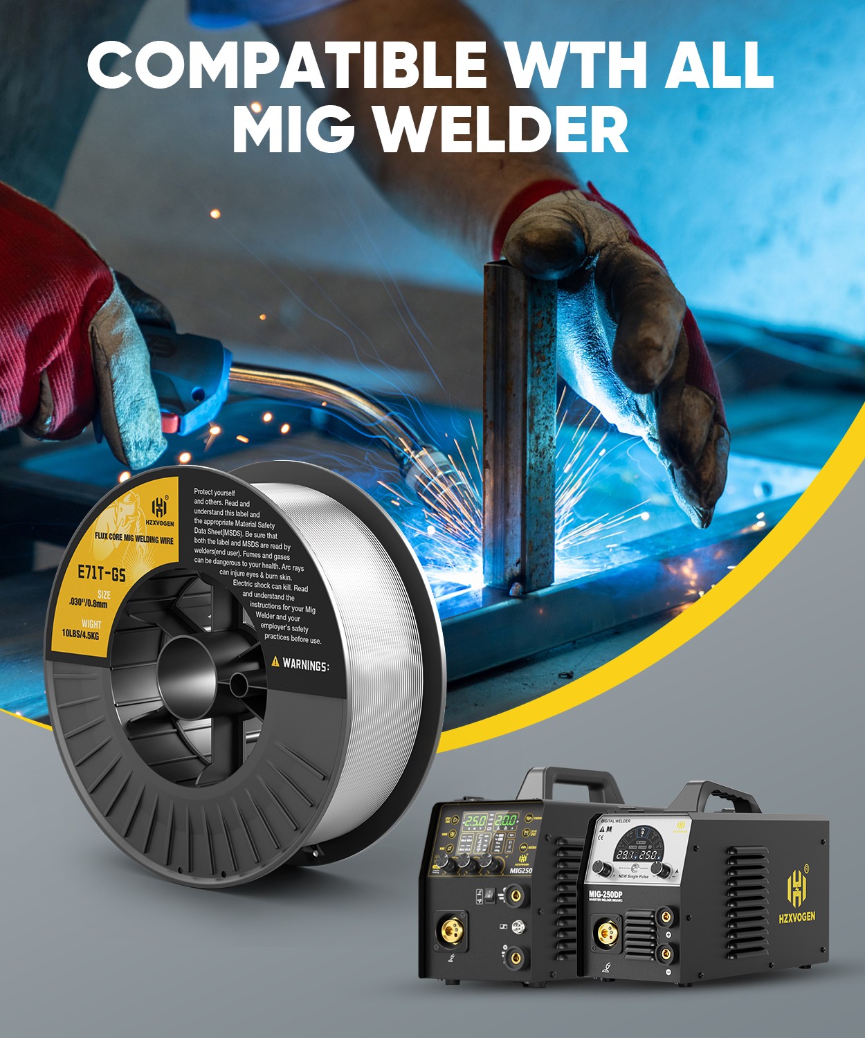 Low Spatter 2.2lbs & 0.030in Flux Core Welding Wire Flux Mig Welder Welding Wire