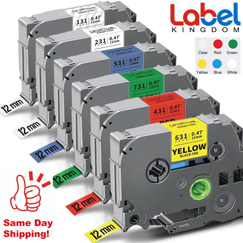 6PK Label Maker Tape 12mm Laminated for Brother P-Touch TZ-231 TZe-231 PT-D210