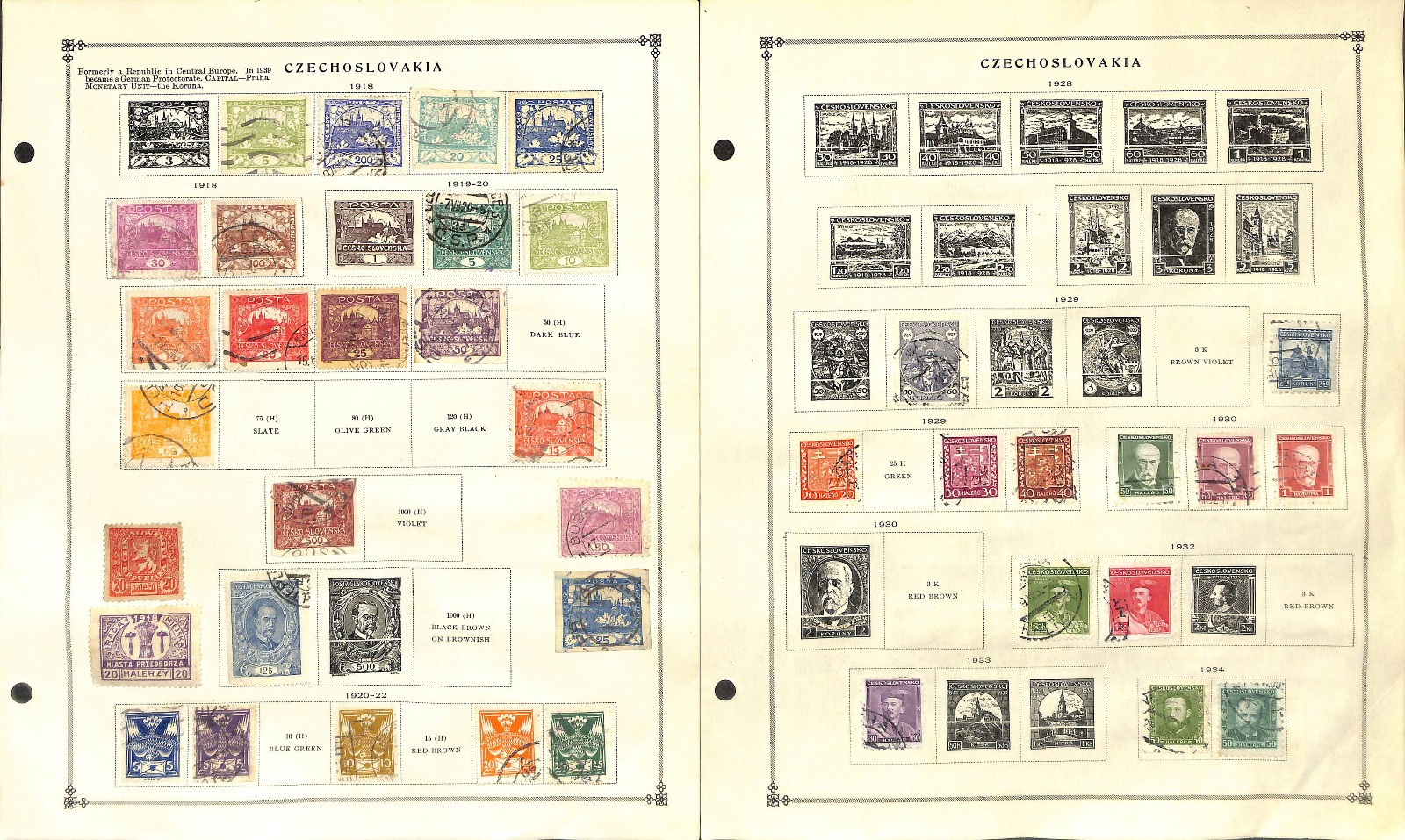 Czechoslovakia Stamp Collection on 22 Scott International Pages, 1918-1959 (BC)