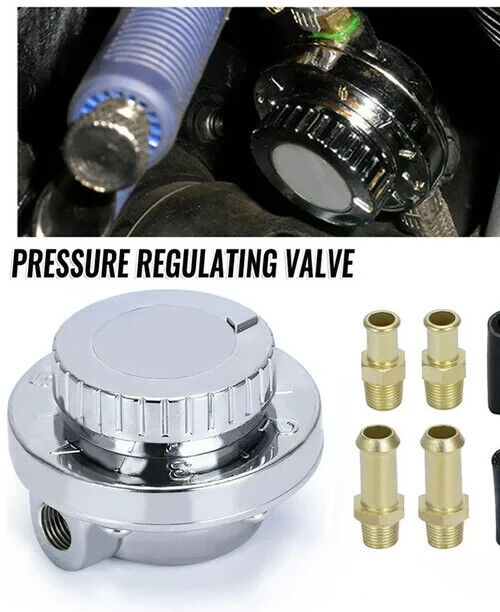 Universal Inline Chrome Low Pressure Adjustable Fuel Pressure Regulator 1-6 PSI