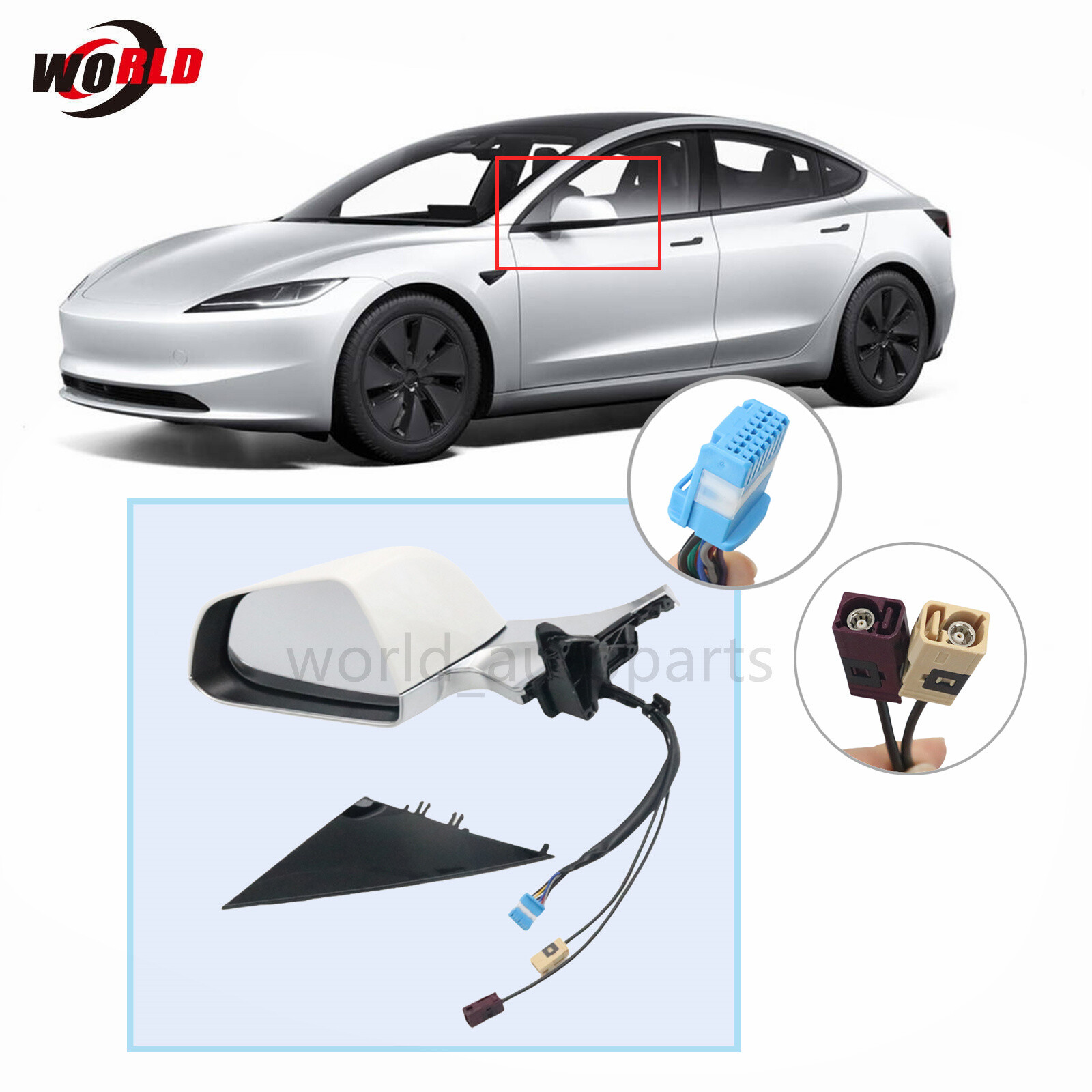 For Tesla Model 3 2017-2020 Heated Memory White Left Driver Mirror USA