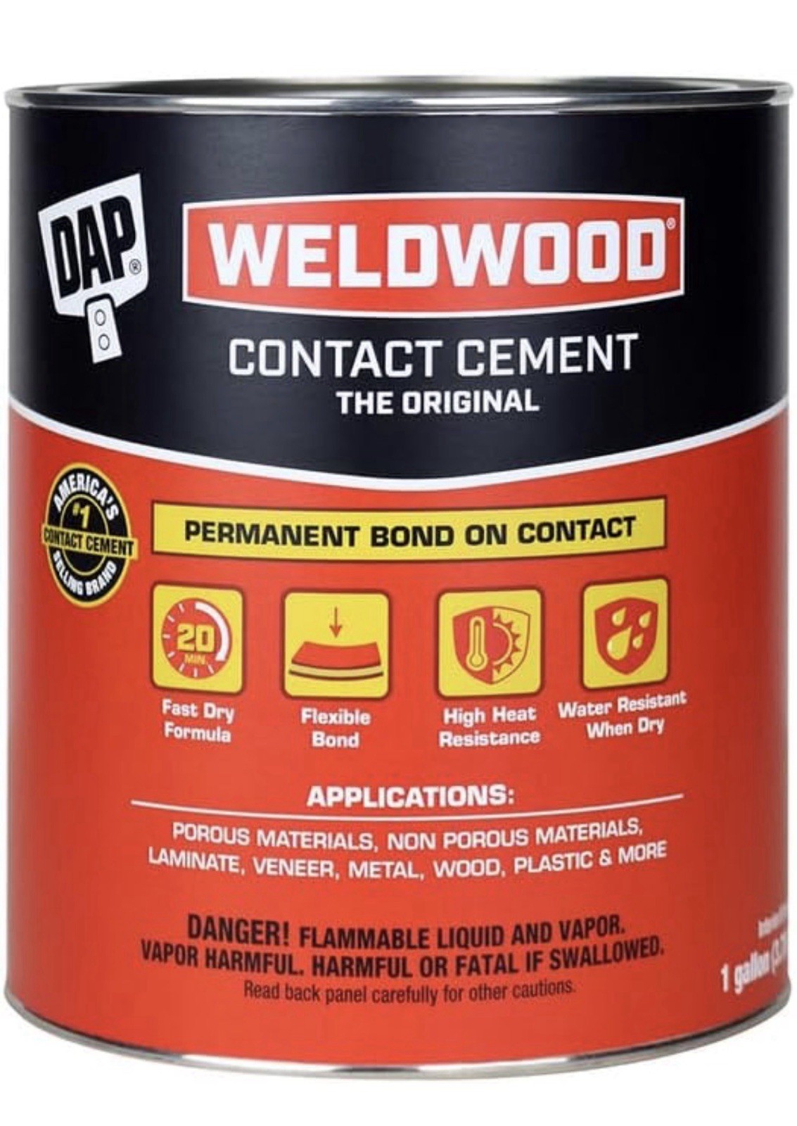 DAP Weldwood Original Contact Cement Tan 1 Gallon Heavy Duty Adhesive