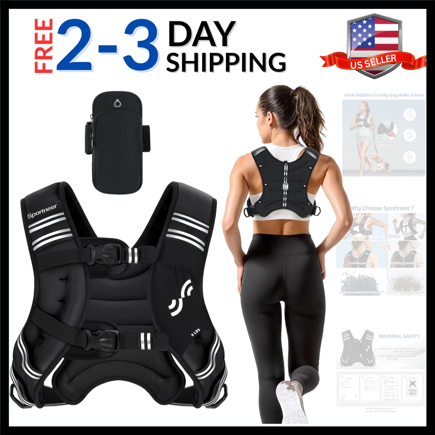 Weighted Vest Woman: 8lb/12lb/15lb/20lb/25lb Weight Vest for Walking with Pho...