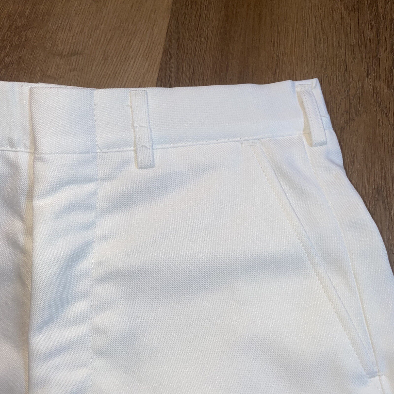 Mens Bell Bottom Pants Vintage Polyester White Flare Leg Mod New NOS 28 Unhemmed