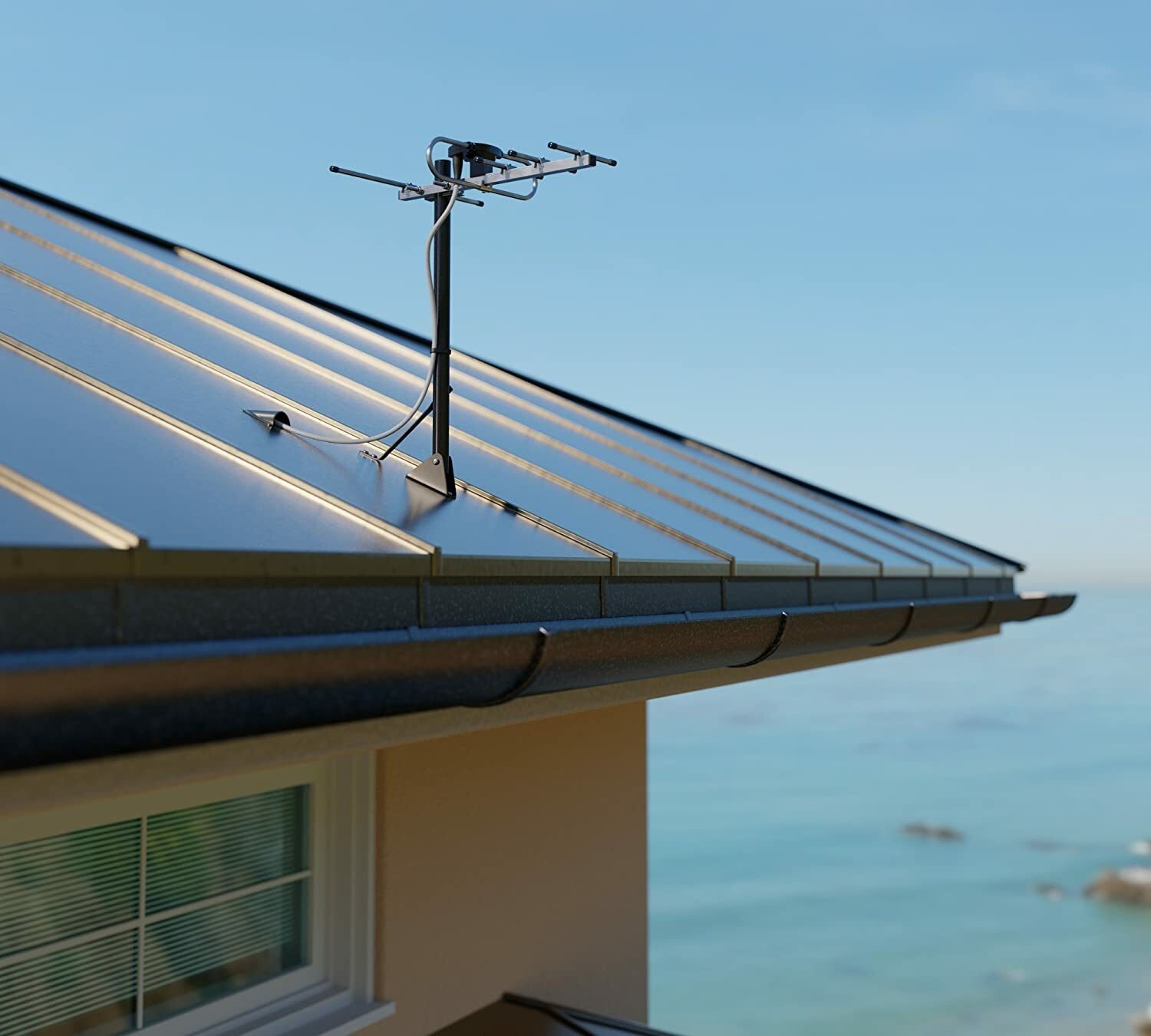 Outdoor TV Antenna Amplified Digital HDTV 1080P 4K UHF VHF 200 Mile with Bracket