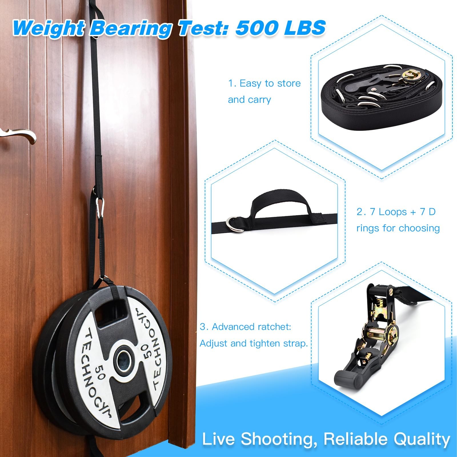 Upgrade Door Anchor Strap for Resistance Bands Exercise, Multi Points Anchor ...