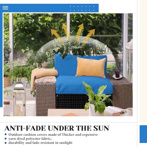 8 Pcs Patio Cushion Covers Outdoor Cushion Covers 24" X 24" X 4" Bright Blue