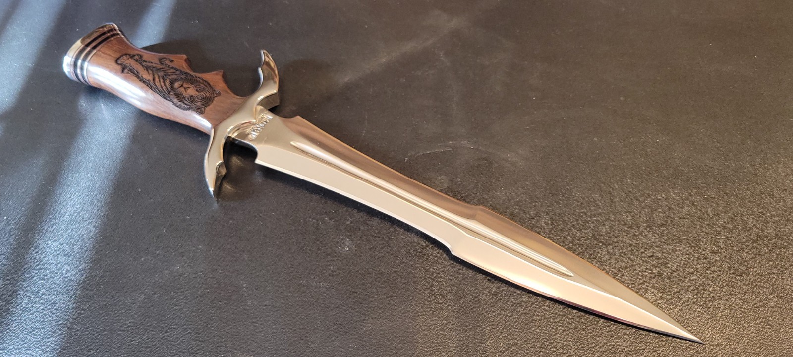 Impact Cutlery Custom D2 Steel Dagger Knife Engraved Rosewood Handle- 2402