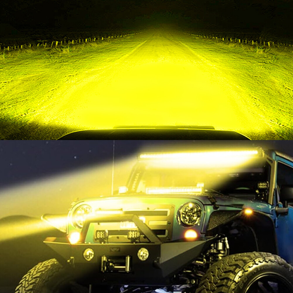 Fit 12-19 Kawasaki Teryx KRX 1000 14inch LED Light Bar Yellow Spot Flood Beam