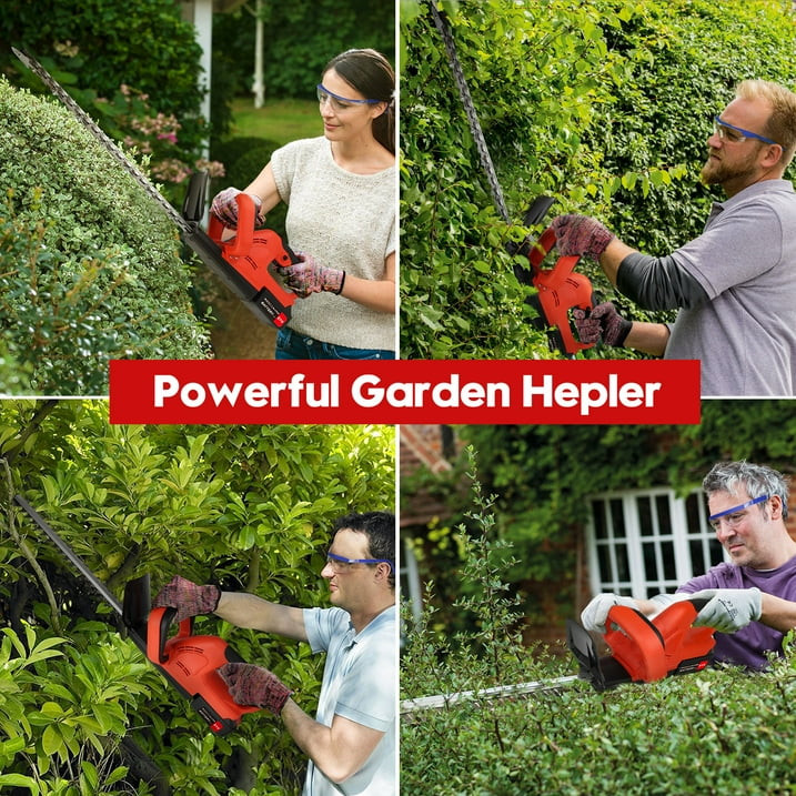 22'' Electric Hedge Trimmer Cordless Power Hedge Trimmer with 2Battery & Charger
