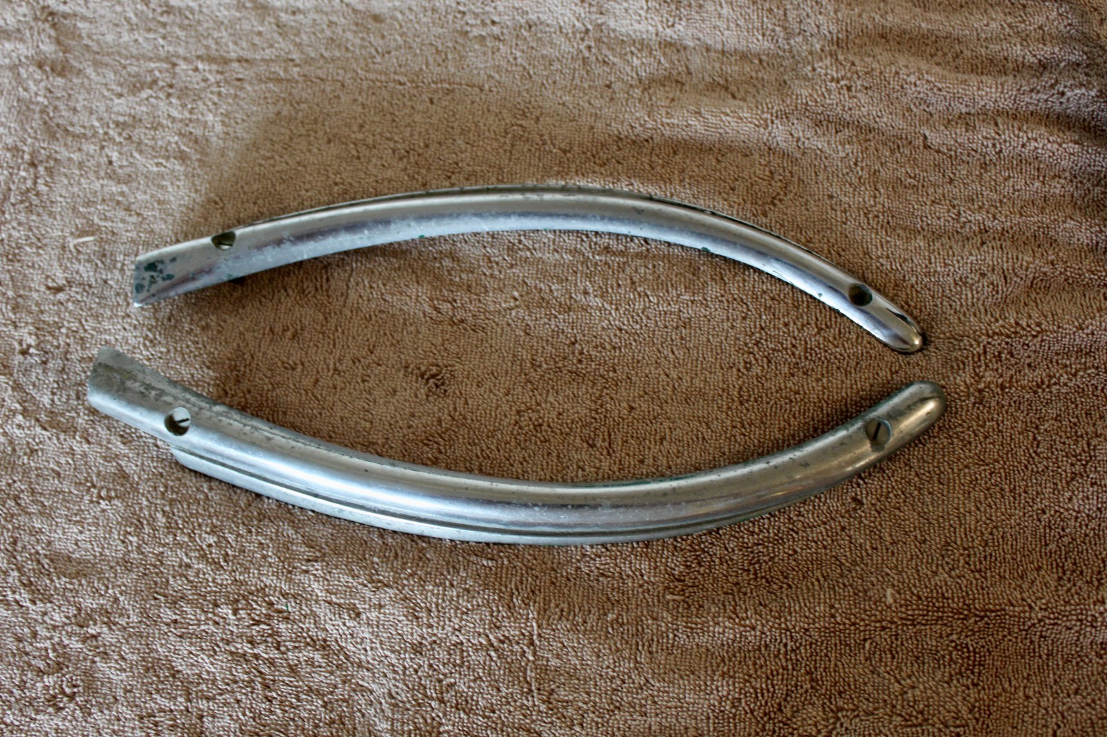 vintage aluminum boat parts cleats, trim, 20 piece lot