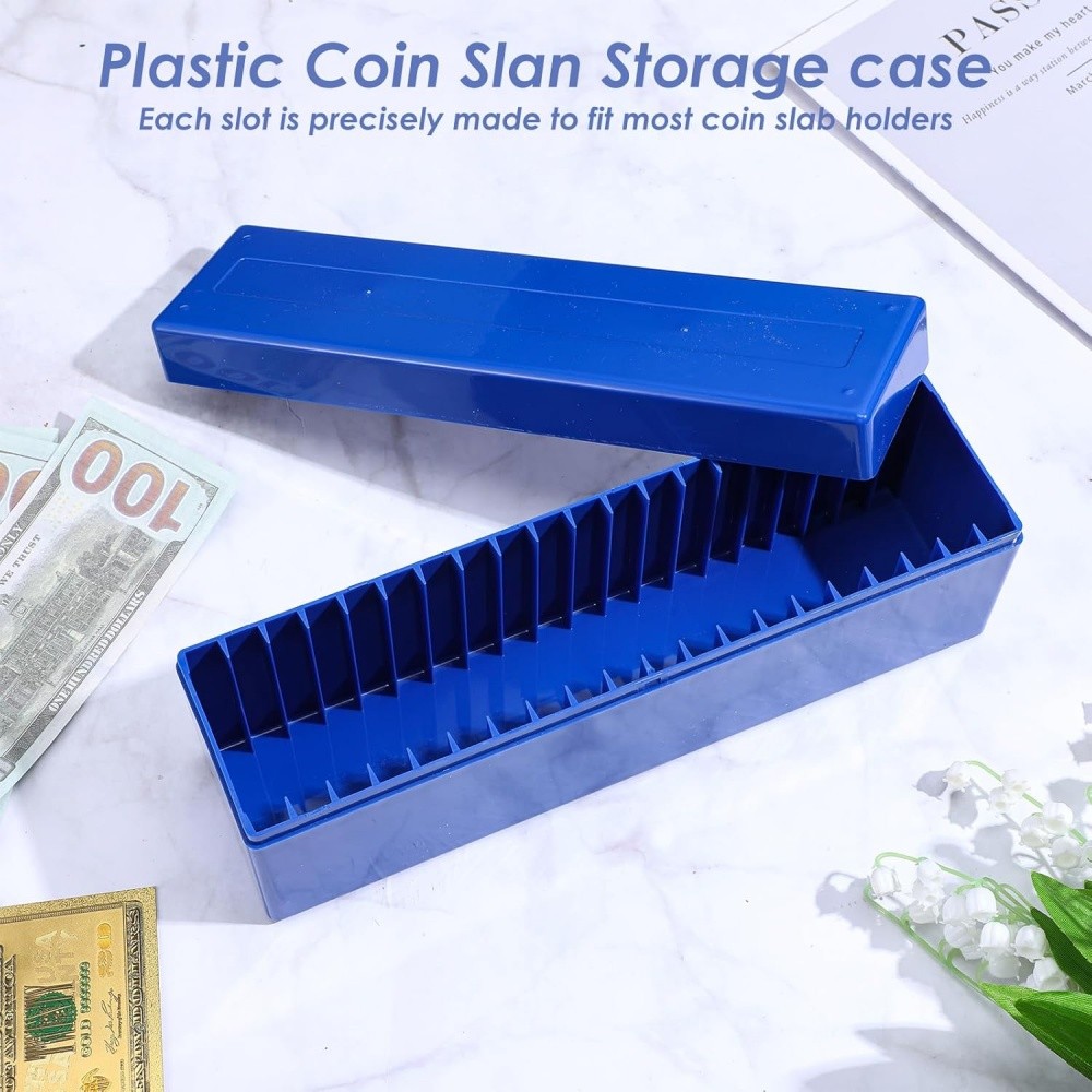 3 Pack Coin Slab Storage Box, 20 Slotted Case Plastic for Graded Coin Storage US