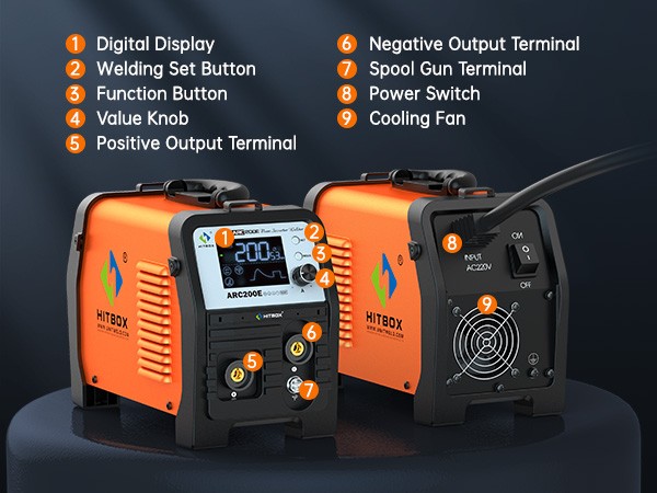 HITBOX 3-in-1 Stick Welder ARC MMA Lift TIG 200A Welding Machine Houeshold