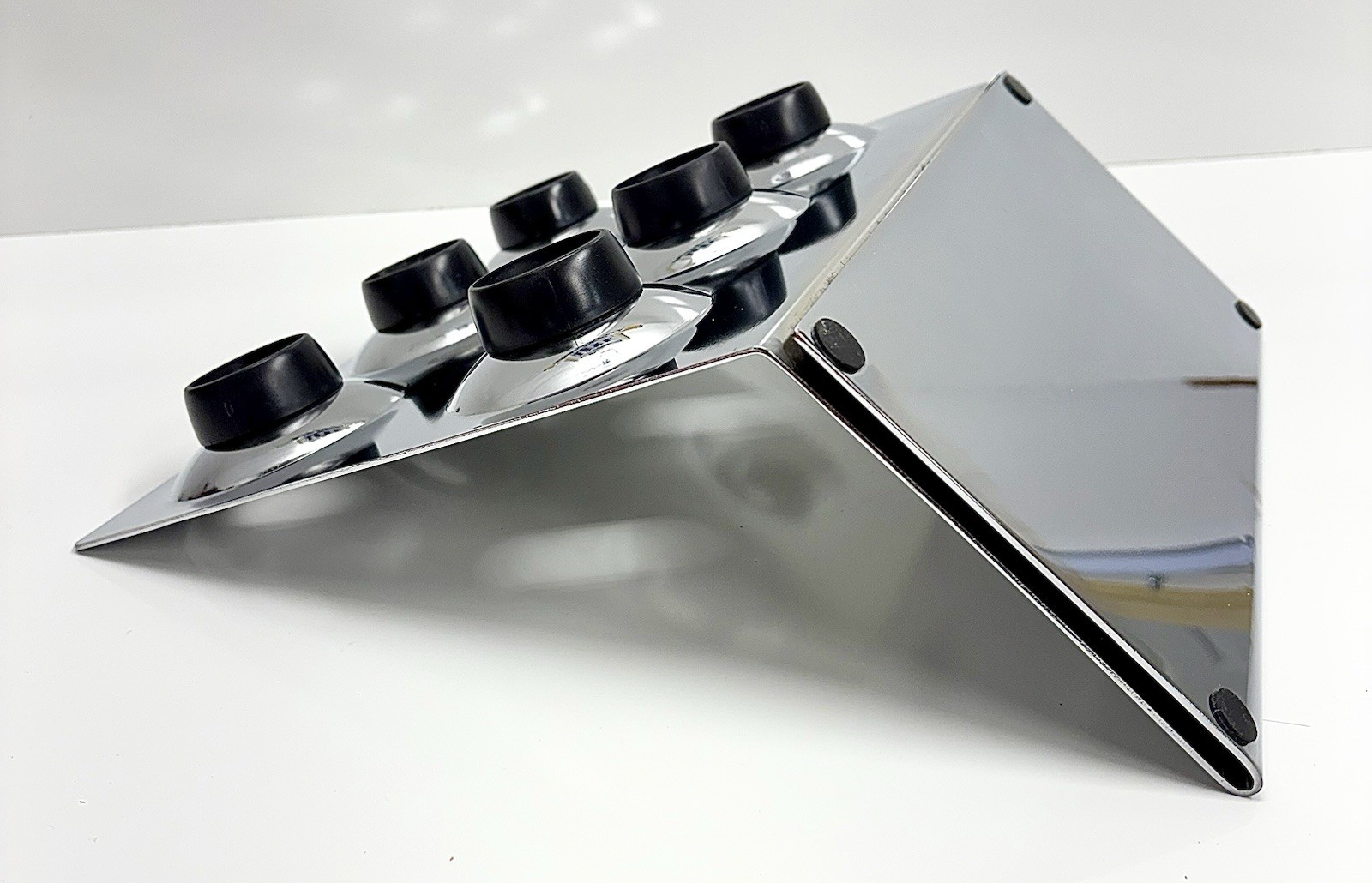 Vintage Mid Century 1960s 70s Geometric Free Floating Chrome Wine Rack Holder